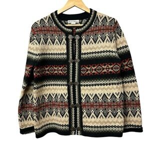 Telluride Clothing Co. Fair Isle Knit Wool Cardigan Sweater, Friends, Medium